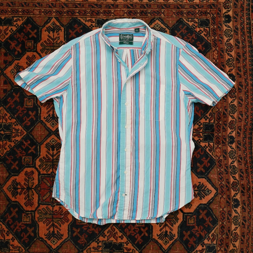 Gitman Bros Vintage striped short sleeve button down shirt mens size M USA